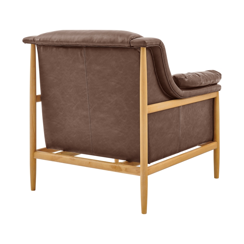 NPD Furniture Larry Faux Leather Tufted Accent Arm Chair in Casa Brown