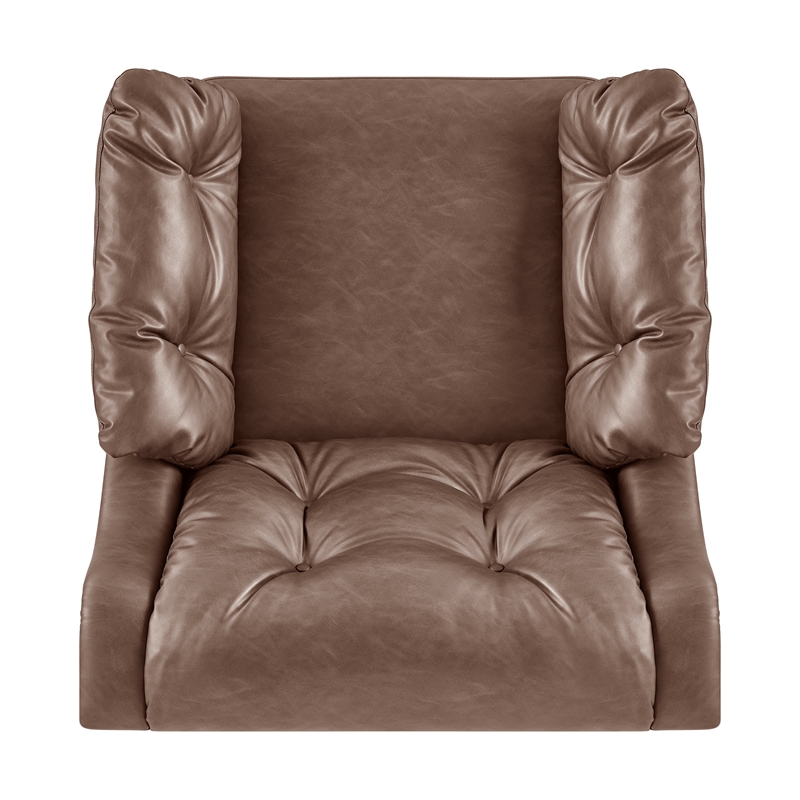 NPD Furniture Larry Faux Leather Tufted Accent Arm Chair in Casa Brown