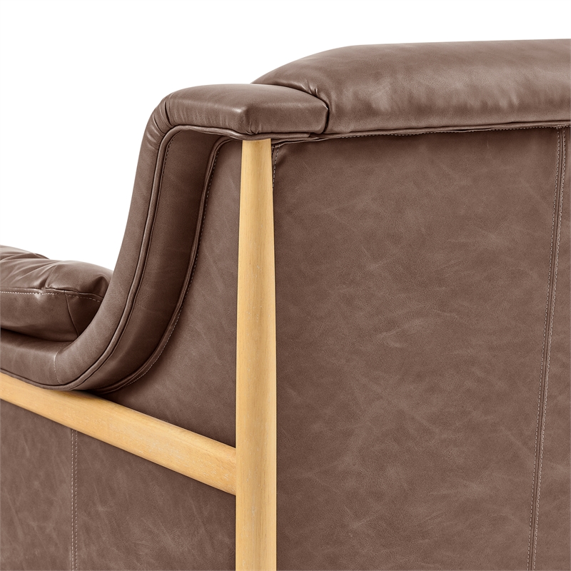 NPD Furniture Larry Faux Leather Tufted Accent Arm Chair in Casa Brown