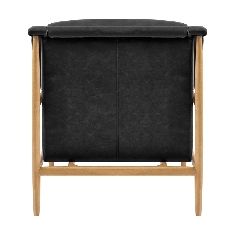 NPD Furniture Larry Faux Leather Tufted Accent Arm Chair in Casa Black