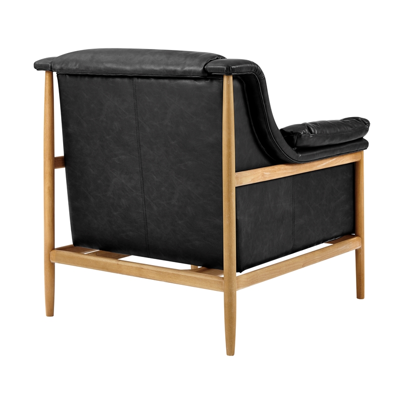 NPD Furniture Larry Faux Leather Tufted Accent Arm Chair in Casa Black
