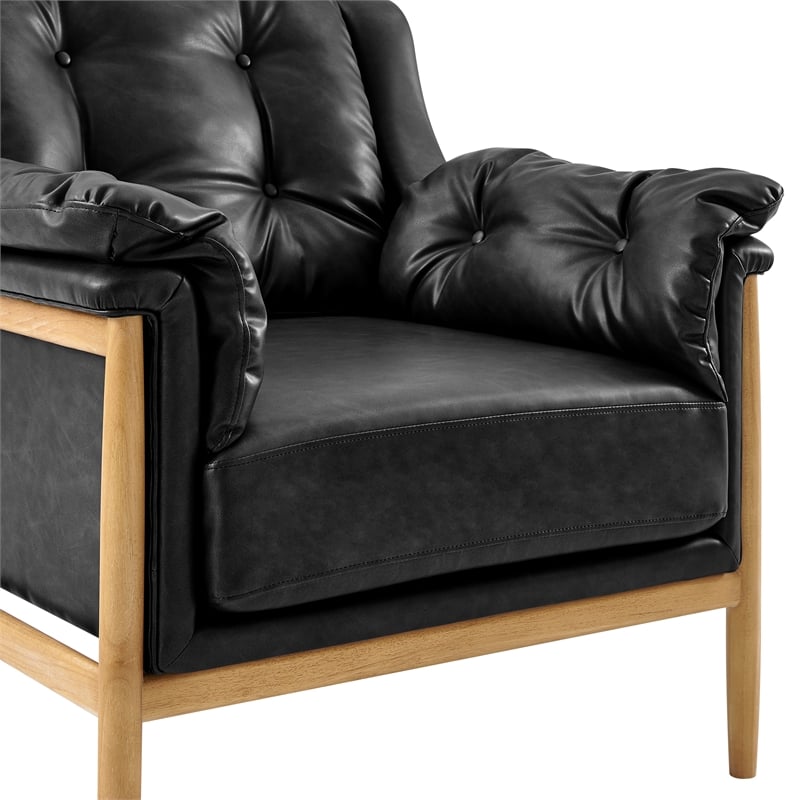 NPD Furniture Larry Faux Leather Tufted Accent Arm Chair in Casa Black