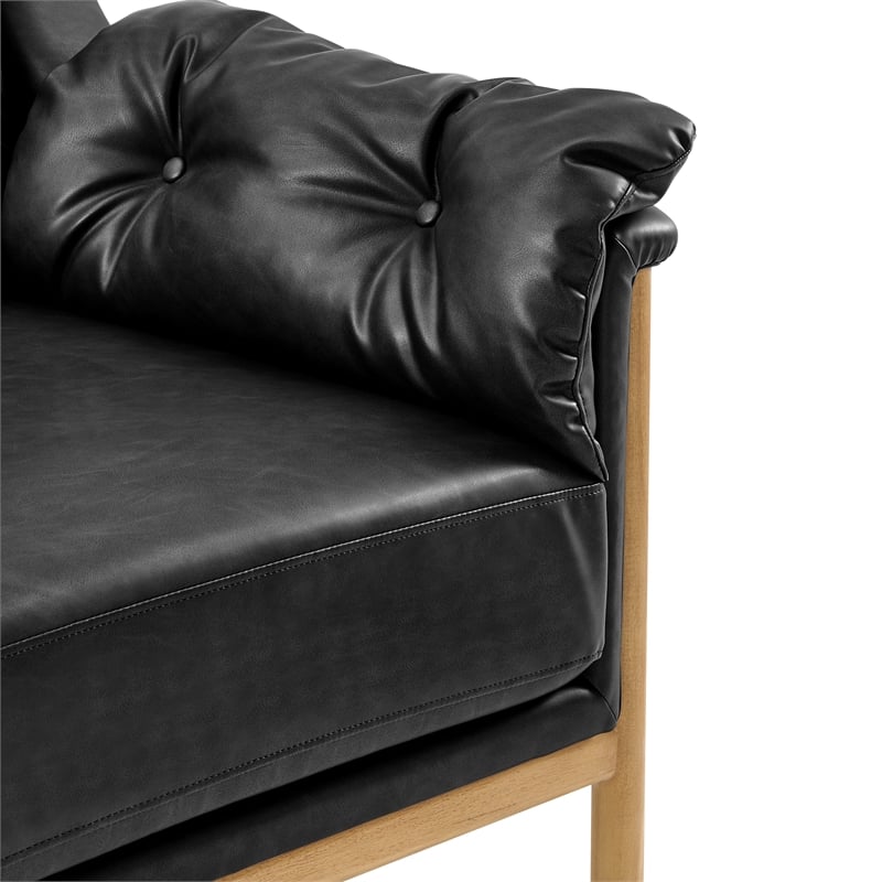 NPD Furniture Larry Faux Leather Tufted Accent Arm Chair in Casa Black