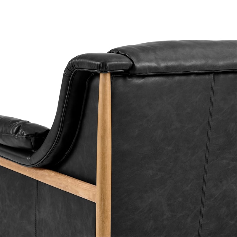 NPD Furniture Larry Faux Leather Tufted Accent Arm Chair in Casa Black