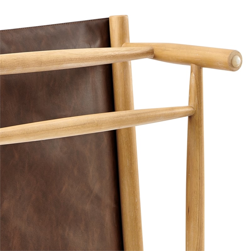 NPD Furniture Oswald Faux Leather Tufted Accent Chair in Casa Brown