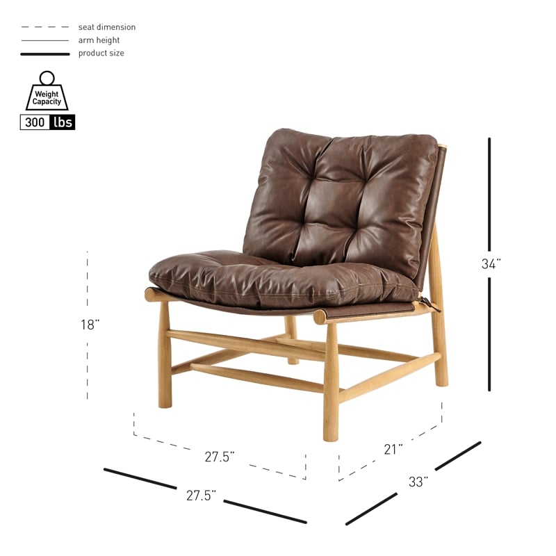 NPD Furniture Oswald Faux Leather Tufted Accent Chair in Casa Brown