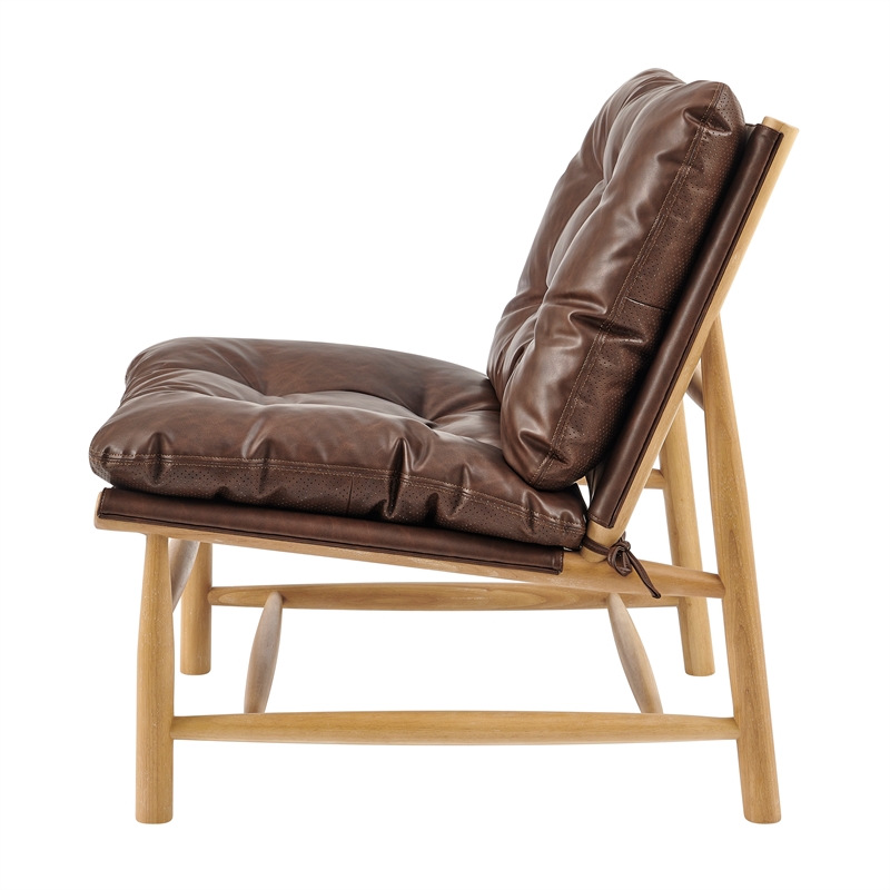 NPD Furniture Oswald Faux Leather Tufted Accent Chair in Casa Brown