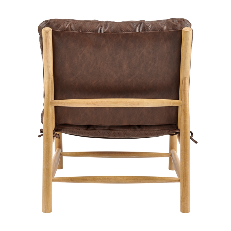 NPD Furniture Oswald Faux Leather Tufted Accent Chair in Casa Brown