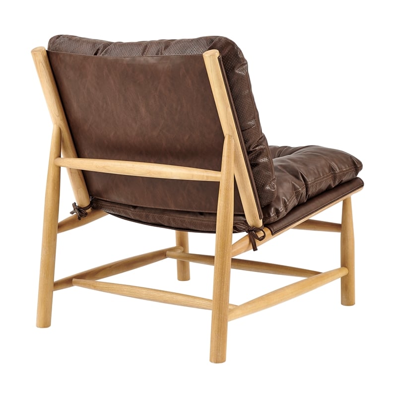 NPD Furniture Oswald Faux Leather Tufted Accent Chair in Casa Brown