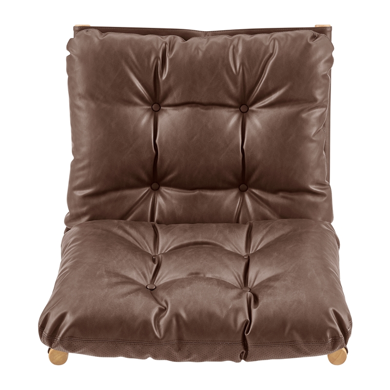 NPD Furniture Oswald Faux Leather Tufted Accent Chair in Casa Brown