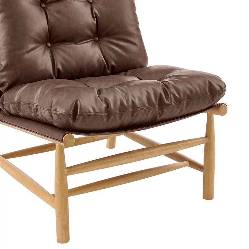 NPD Furniture Oswald Faux Leather Tufted Accent Chair in Casa Brown