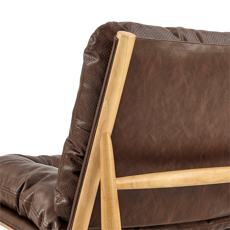 NPD Furniture Oswald Faux Leather Tufted Accent Chair in Casa Brown