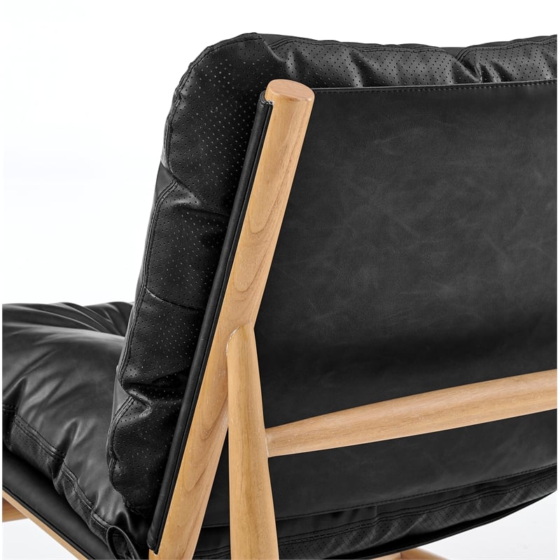 NPD Furniture Oswald Faux Leather Tufted Accent Chair in Casa Black