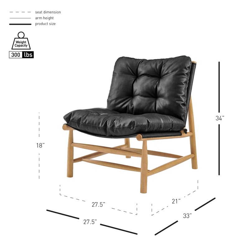 NPD Furniture Oswald Faux Leather Tufted Accent Chair in Casa Black