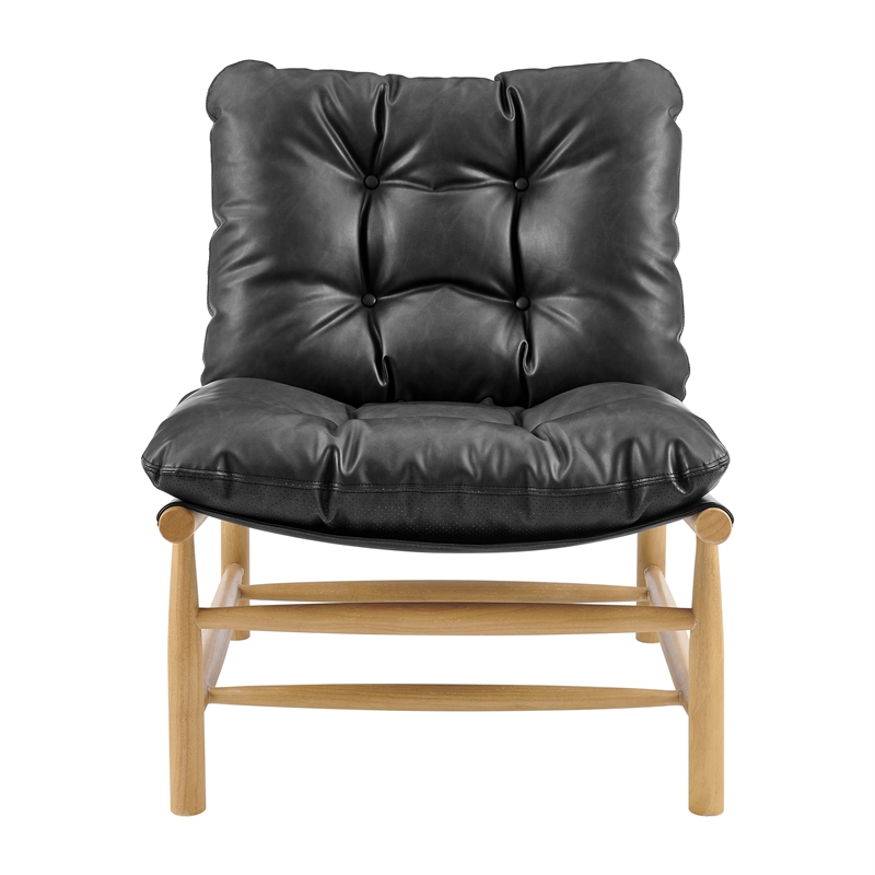 NPD Furniture Oswald Faux Leather Tufted Accent Chair in Casa Black