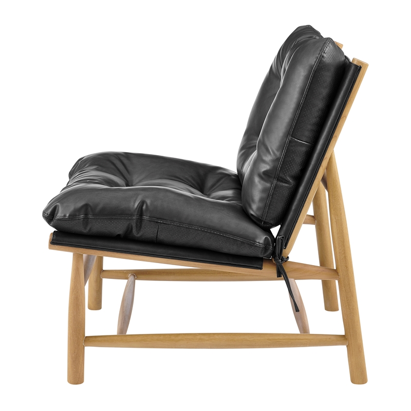 NPD Furniture Oswald Faux Leather Tufted Accent Chair in Casa Black