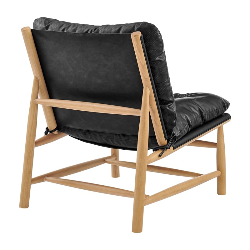 NPD Furniture Oswald Faux Leather Tufted Accent Chair in Casa Black