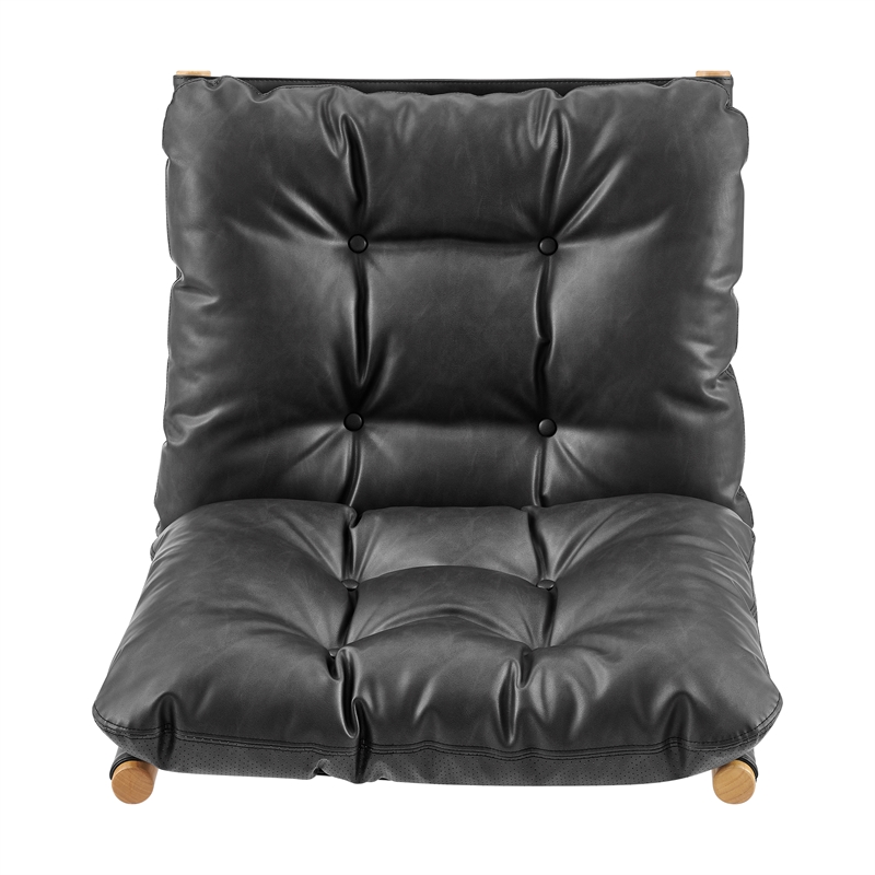 NPD Furniture Oswald Faux Leather Tufted Accent Chair in Casa Black