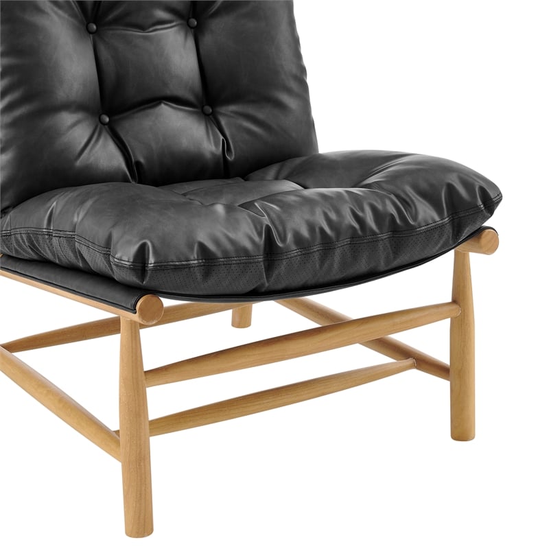NPD Furniture Oswald Faux Leather Tufted Accent Chair in Casa Black