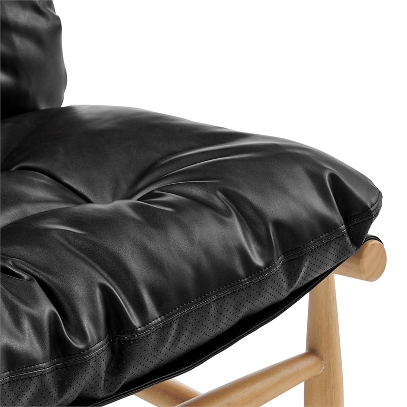 NPD Furniture Oswald Faux Leather Tufted Accent Chair in Casa Black