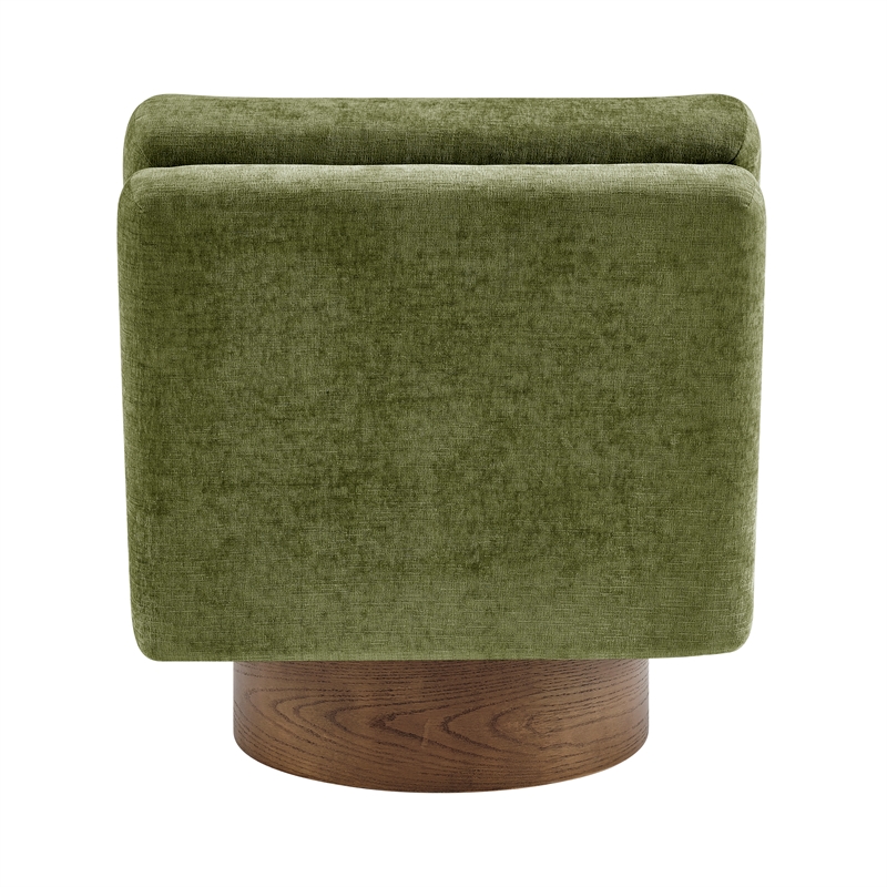 NPD Furniture Zenda Fabric Swivel Accent Chair w/ Wooden Base in Green