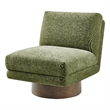 NPD Furniture Zenda Fabric Swivel Accent Chair w/ Wooden Base in Green