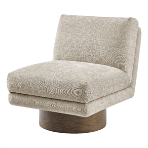 NPD Furniture Zenda Fabric Swivel Accent Chair w/ Wooden Base in Beige