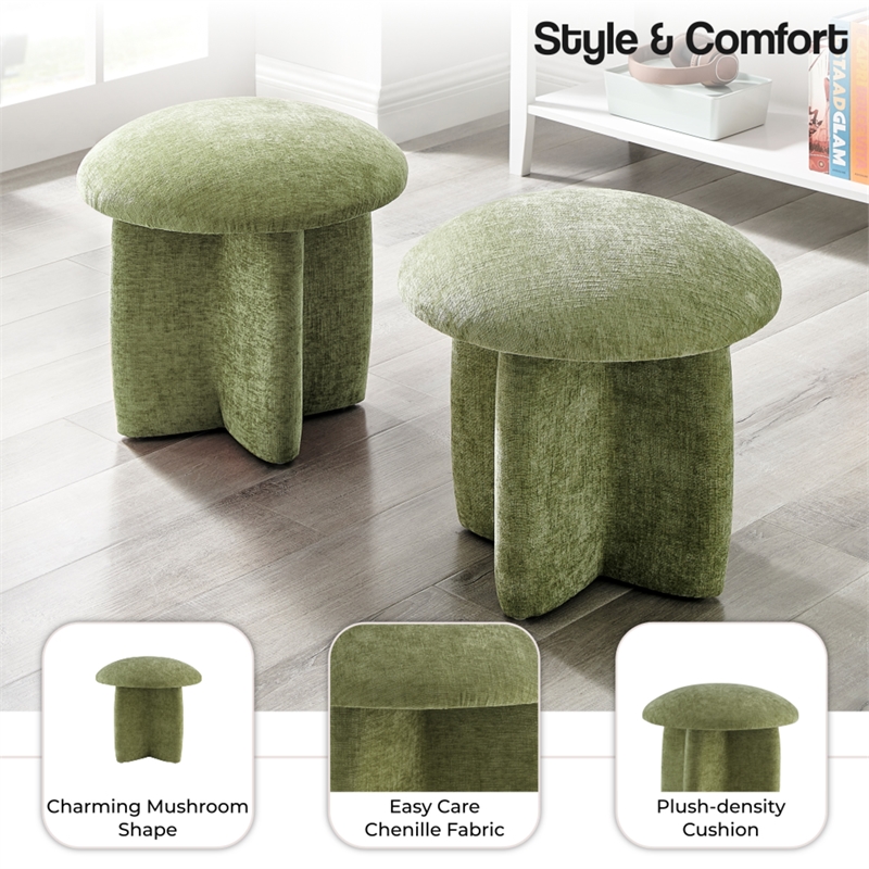 NPD Furniture Cielo Fabric Ottoman in Millburry Green