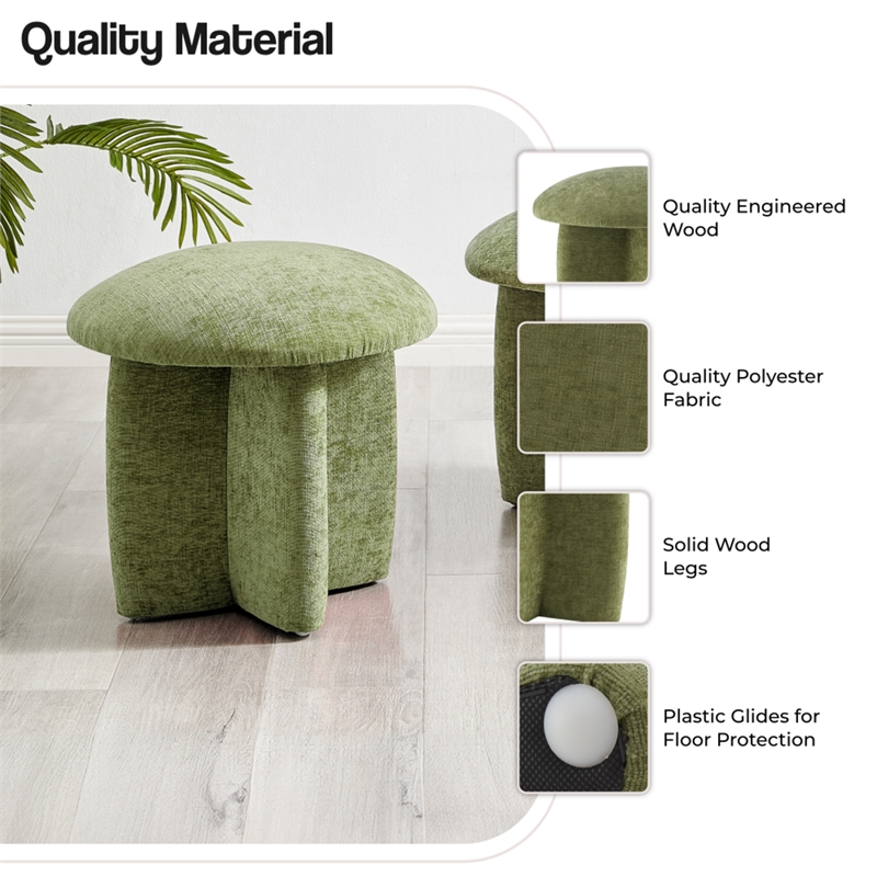 NPD Furniture Cielo Fabric Ottoman in Millburry Green