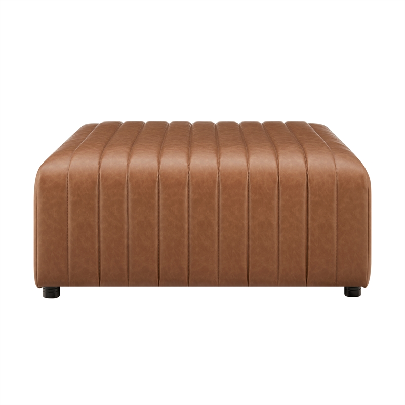 NPD Furniture Harland Faux Leather Square Coffee Table/Ottoman in Brown