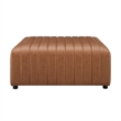 NPD Furniture Harland Faux Leather Square Coffee Table/Ottoman in Brown