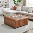 NPD Furniture Harland Faux Leather Square Coffee Table/Ottoman in Brown