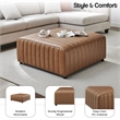 NPD Furniture Harland Faux Leather Square Coffee Table/Ottoman in Brown