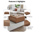 NPD Furniture Harland Faux Leather Square Coffee Table/Ottoman in Brown