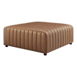 NPD Furniture Harland Faux Leather Square Coffee Table/Ottoman in Brown