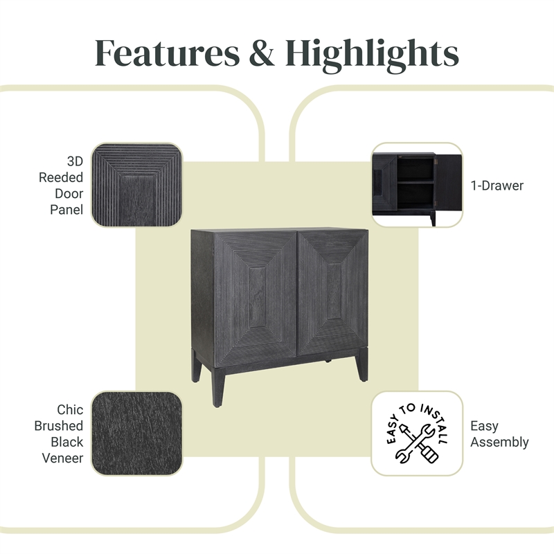 NPD Furniture Covey Cabinet 2 Doors in Brushstroke Black