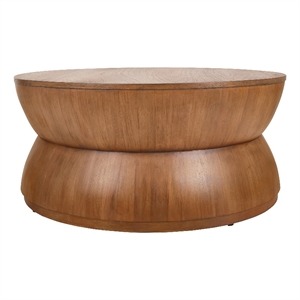 NPD Furniture Bernie Round Wood Coffee Table in Java Brown