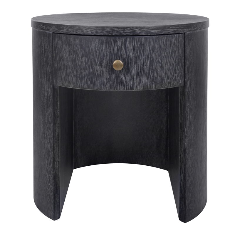 NPD Furniture Watkins Round Side/End Table in Brushstroke Black
