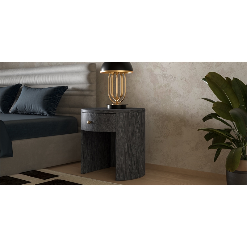 NPD Furniture Watkins Round Side/End Table in Brushstroke Black