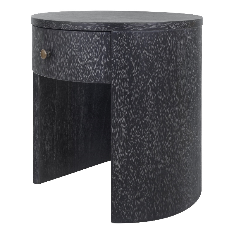 NPD Furniture Watkins Round Side/End Table in Brushstroke Black