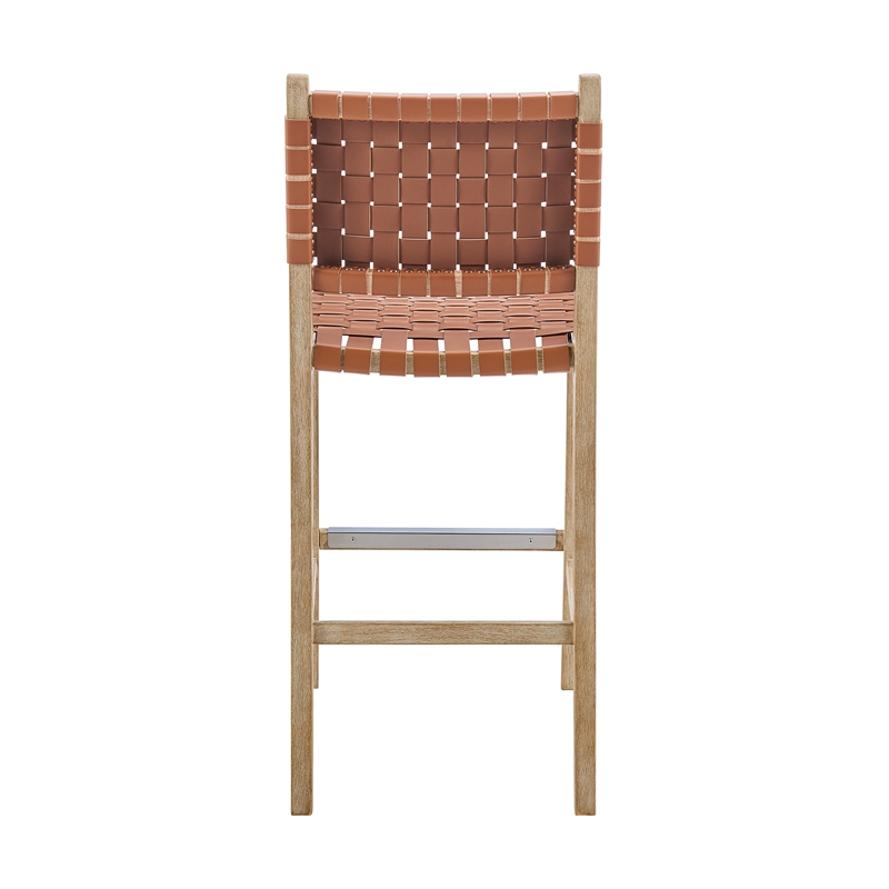 NPD Furniture Marco Faux Leather Counter Stool Drift Wood Frame in Brown