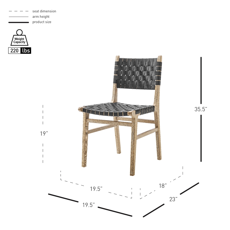 NPD Furniture Marco Faux Leather Dining Side Chair Drift Wood Frame Set of2