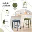 NPD Furniture Rylee KD Chenille Backless Counter Stool in Green (Set of 2)