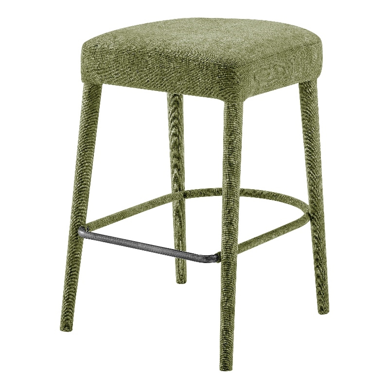 NPD Furniture Rylee KD Chenille Backless Counter Stool in Green (Set of 2)