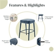 NPD Furniture Rylee KD Chenille Backless Counter Stool in Blue (Set of 2)