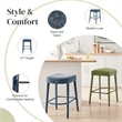 NPD Furniture Rylee KD Chenille Backless Counter Stool in Blue (Set of 2)
