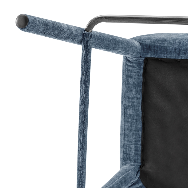 NPD Furniture Rylee KD Chenille Backless Counter Stool in Blue (Set of 2)