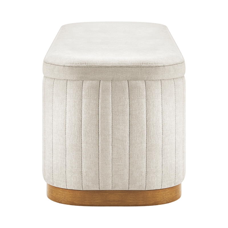 NPD Furniture Clinton Chenille Storage Bench in Seneca Beige