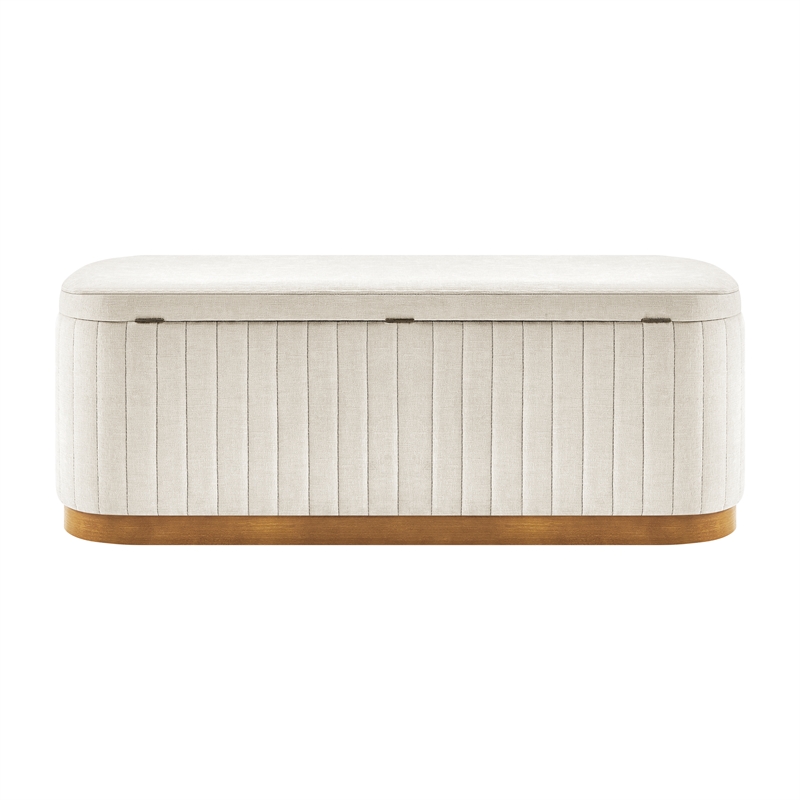NPD Furniture Clinton Chenille Storage Bench in Seneca Beige