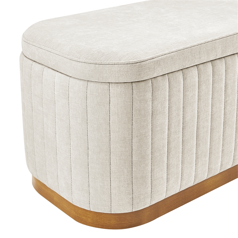 NPD Furniture Clinton Chenille Storage Bench in Seneca Beige